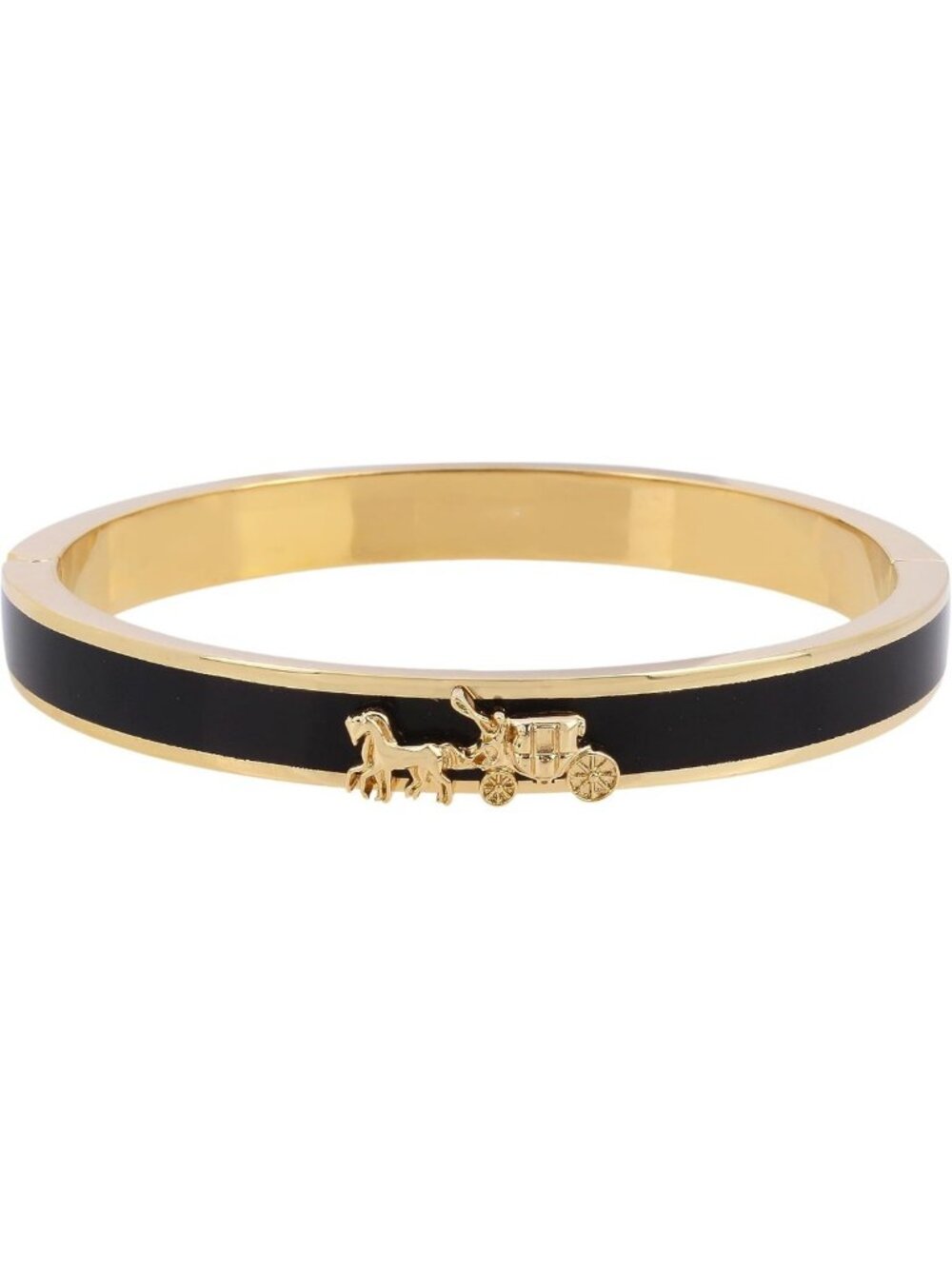 Elegant Enamel Hinge Bracelet with Horse & Carriage Design - Chic Accessory